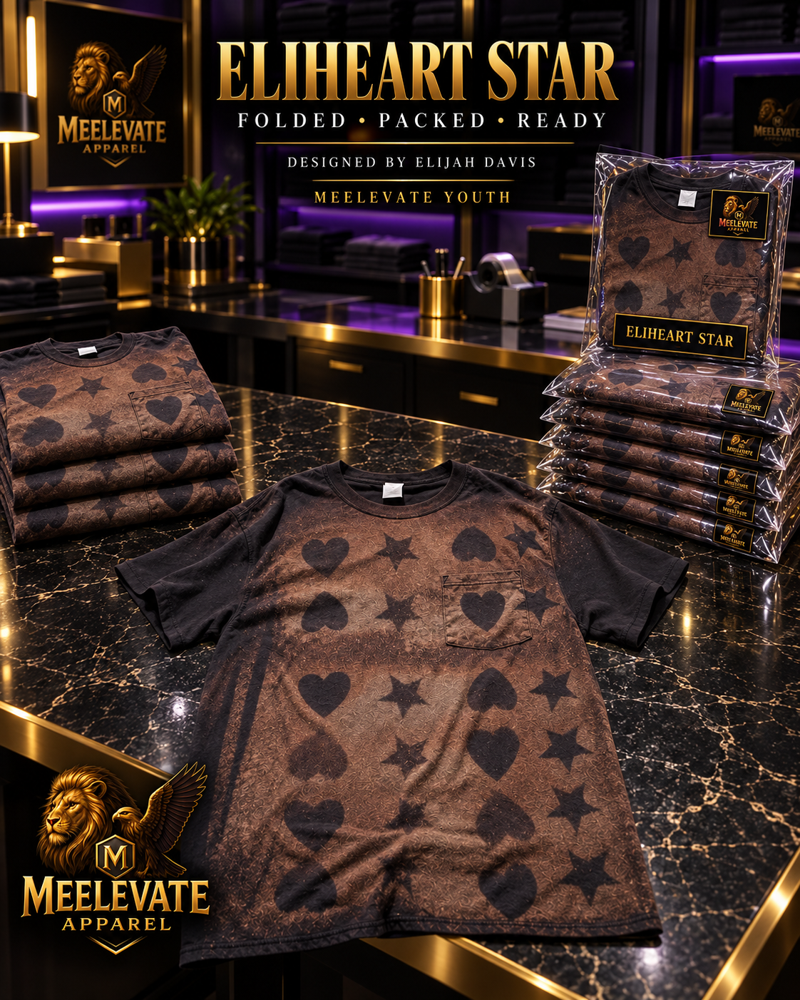 EliHeart Star apparel designed by Elijah Davis for Meelevate Youth