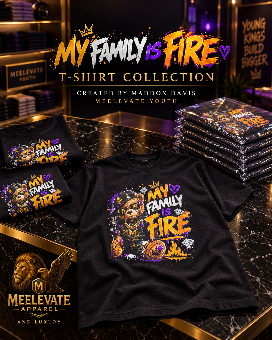 My Family Is Fire black hoodie created by Maddox Davis