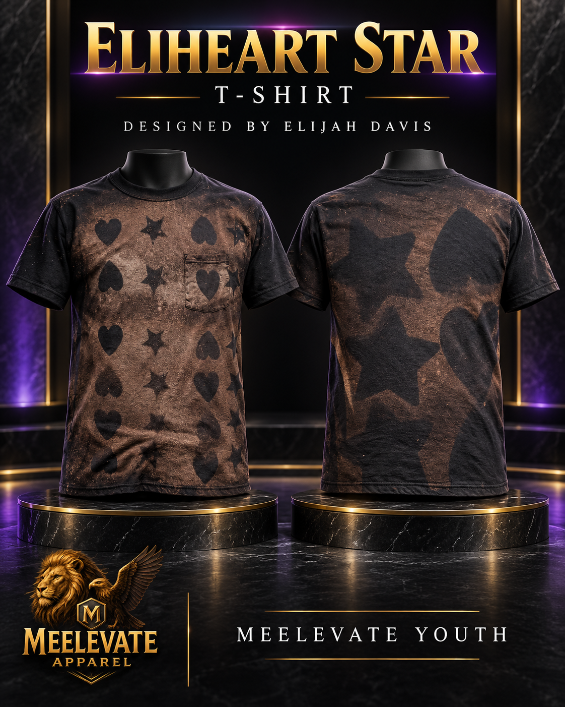 EliHeart Star T-shirt front and back, designed by Elijah Davis