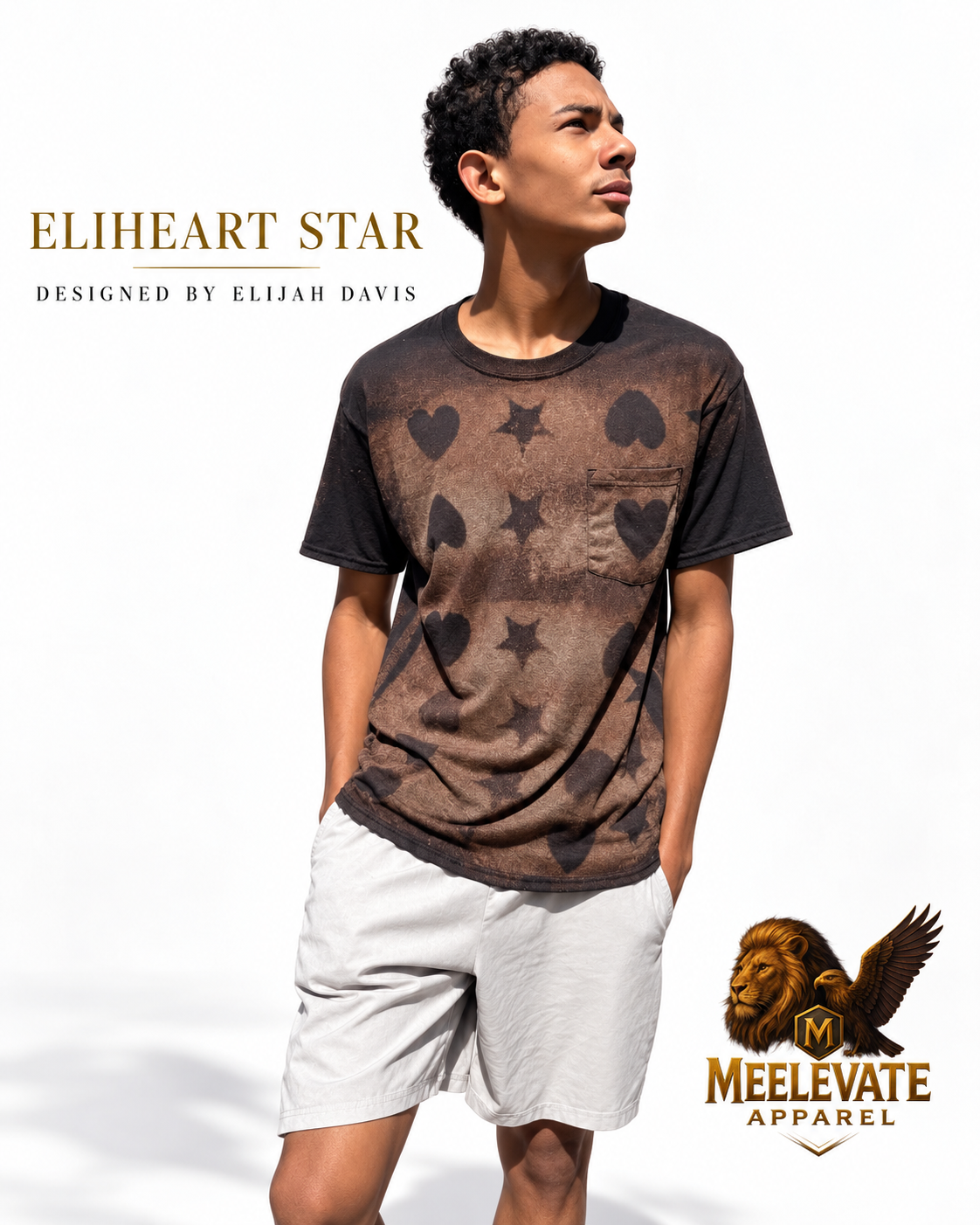 Elijah Davis wearing the EliHeart Star T-shirt