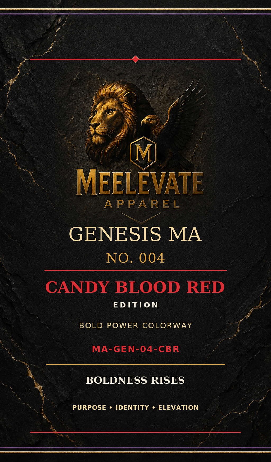 Genesis MA No.004 Candy Blood Red hang tag front