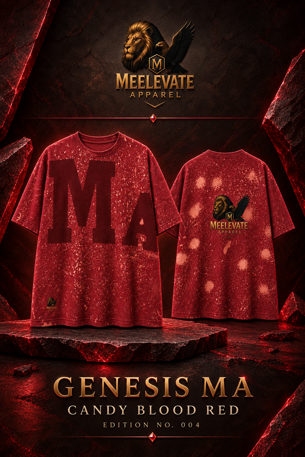 Genesis MA No.004 Candy Blood Red T-shirt front and back showcase