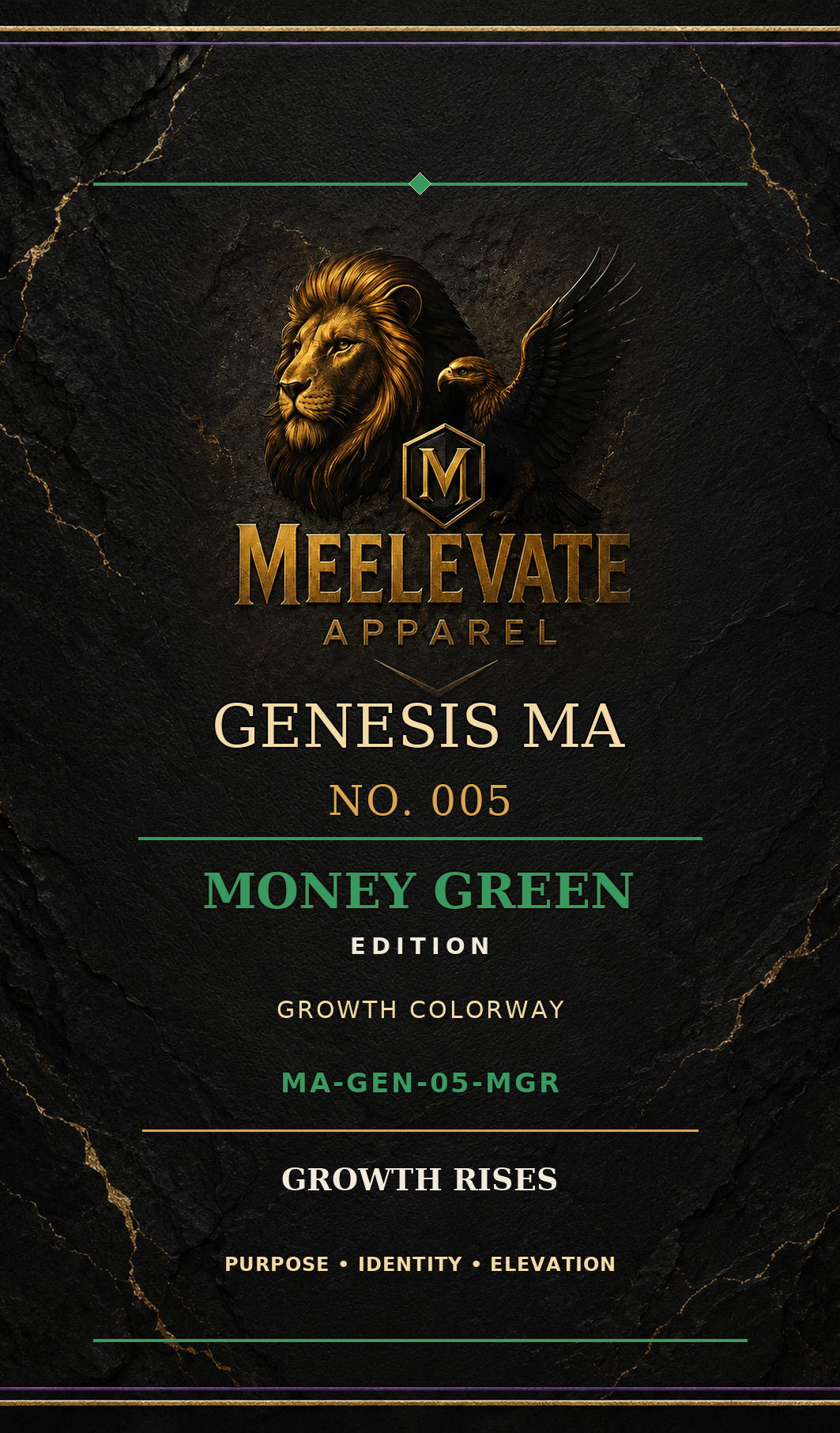 Genesis MA No.005 Money Green hang tag front