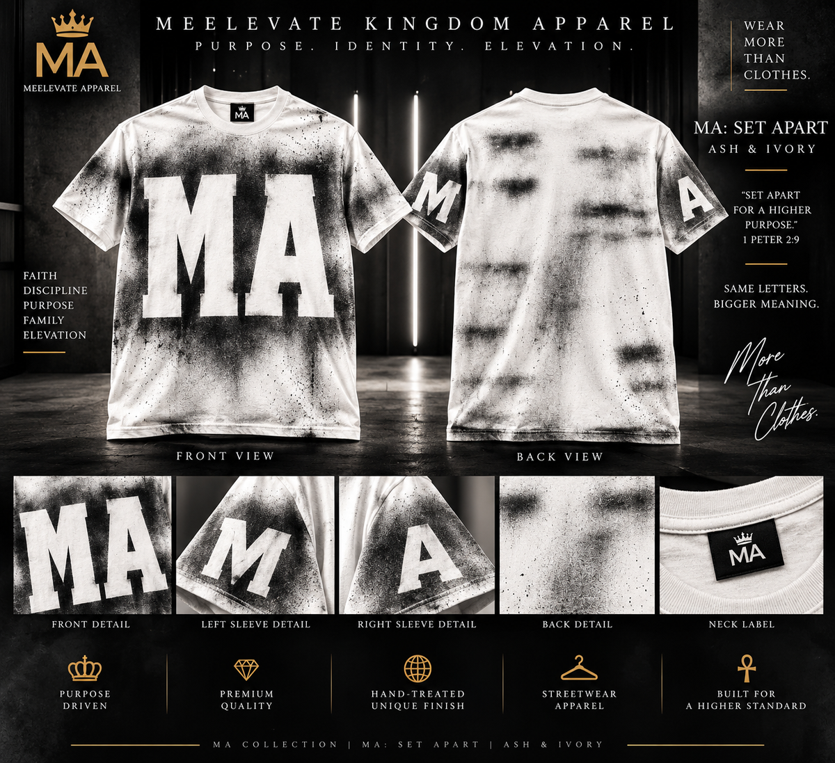 MA Set Apart Ash and Ivory premium hand-treated shirt product showcase