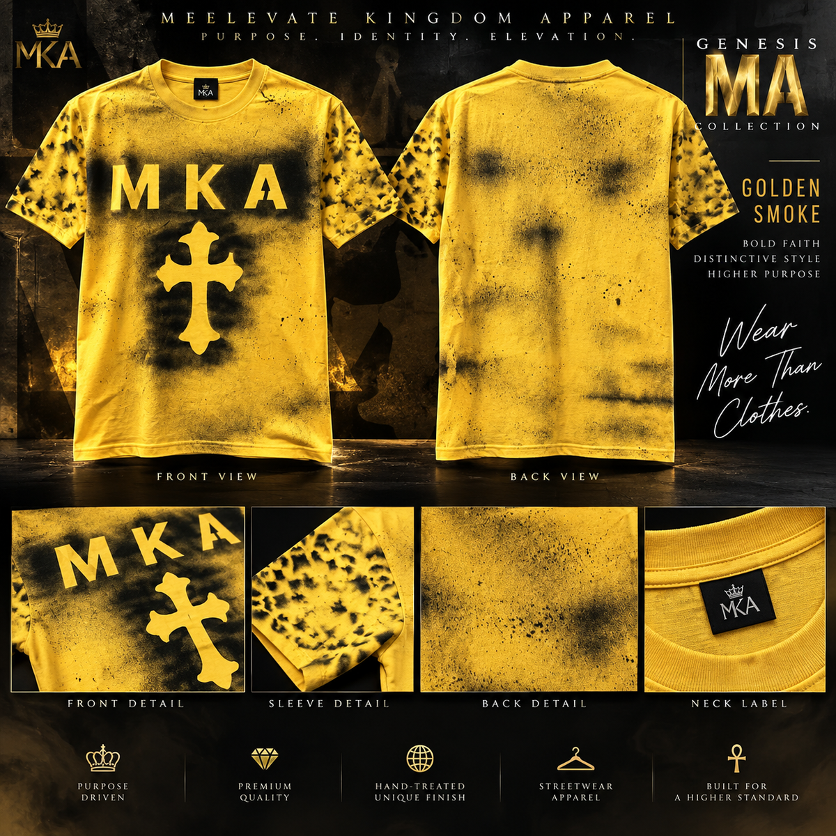 MKA Signature I Golden Smoke premium hand-treated shirt product showcase